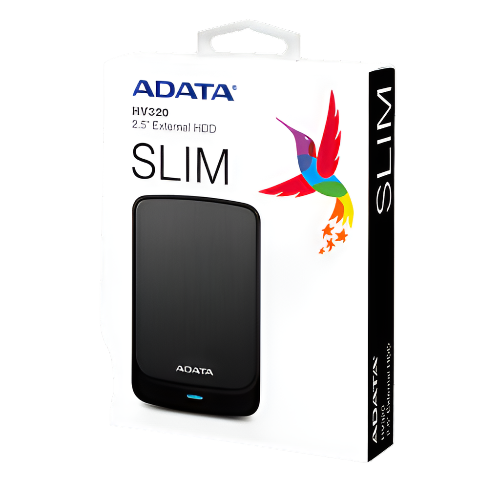 Adata Hv320 Series 2Tb/2000Gb Black, 10Mm Slim Design, Glossy Frame With Hairline