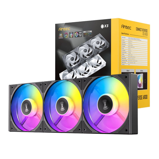 Antec Connect 120 Reverse ARGB PWM Fan 3 Pack - Black-0