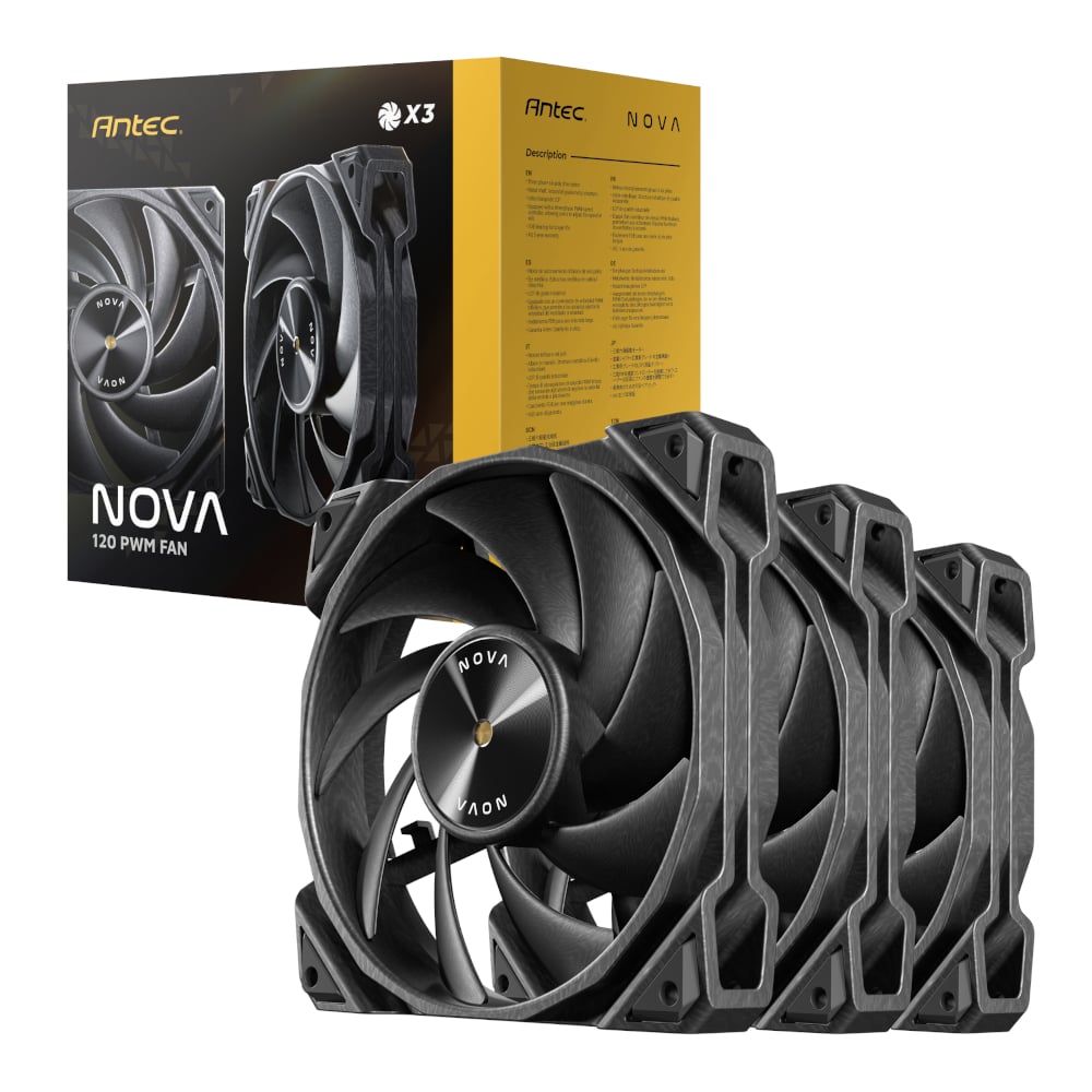 Antec NOVA 120 PWM Fan 3 Pack with Speed Controller - Black-0